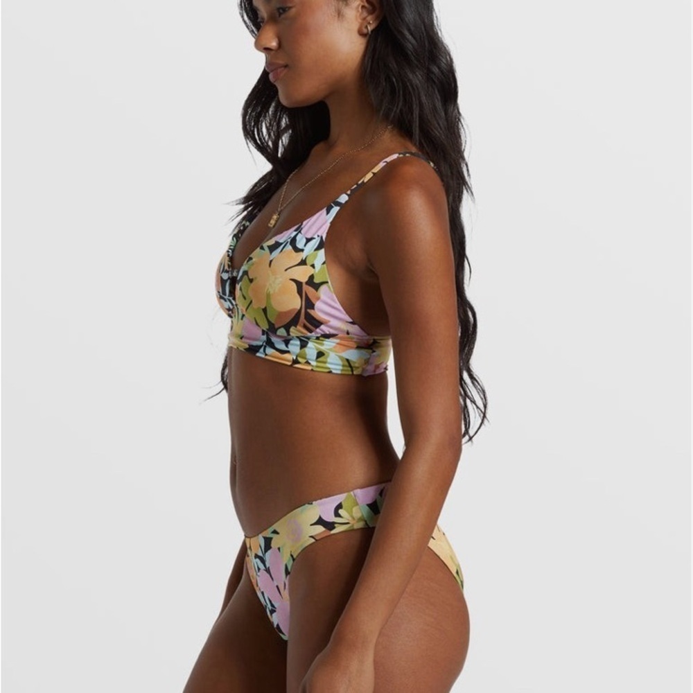 Billabong Floral Bikini in Black with Pastel Yellow, Pink & Green - Picture 4 of 13